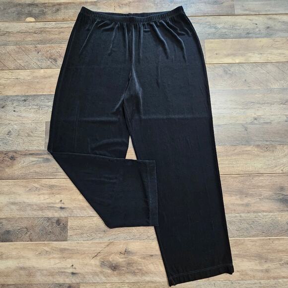 West End Black Pants Elastic Waistband Relaxed Fit Slinky XL Minimal Liquid Knit - Picture 1 of 11